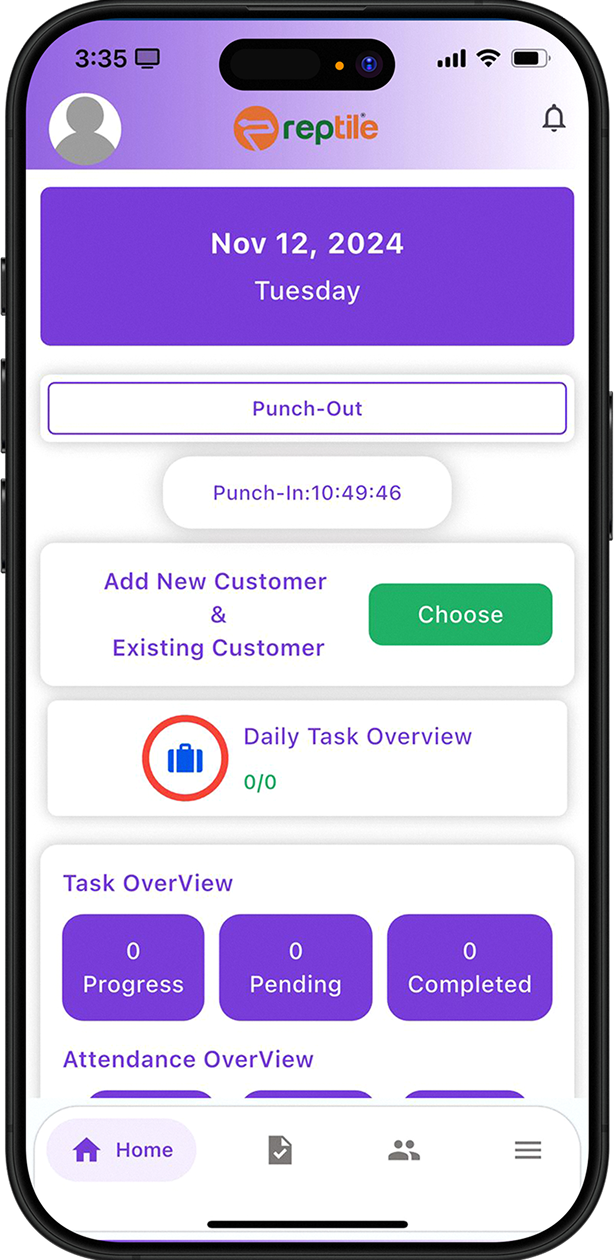 Reptile Tracko app home screen