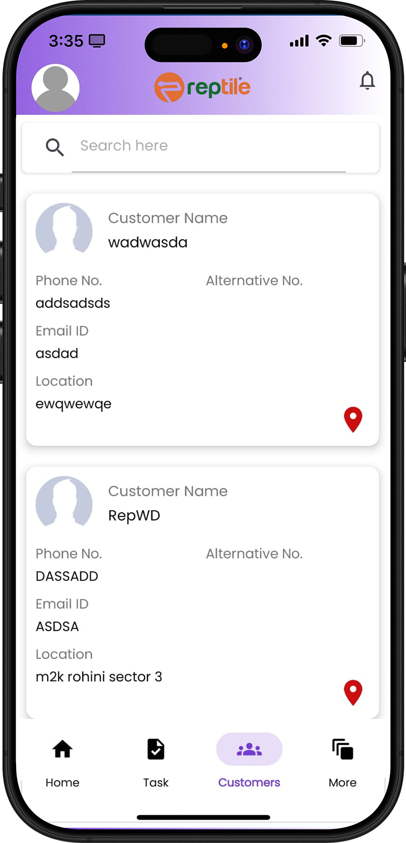 Reptile Tracko app screen: leave