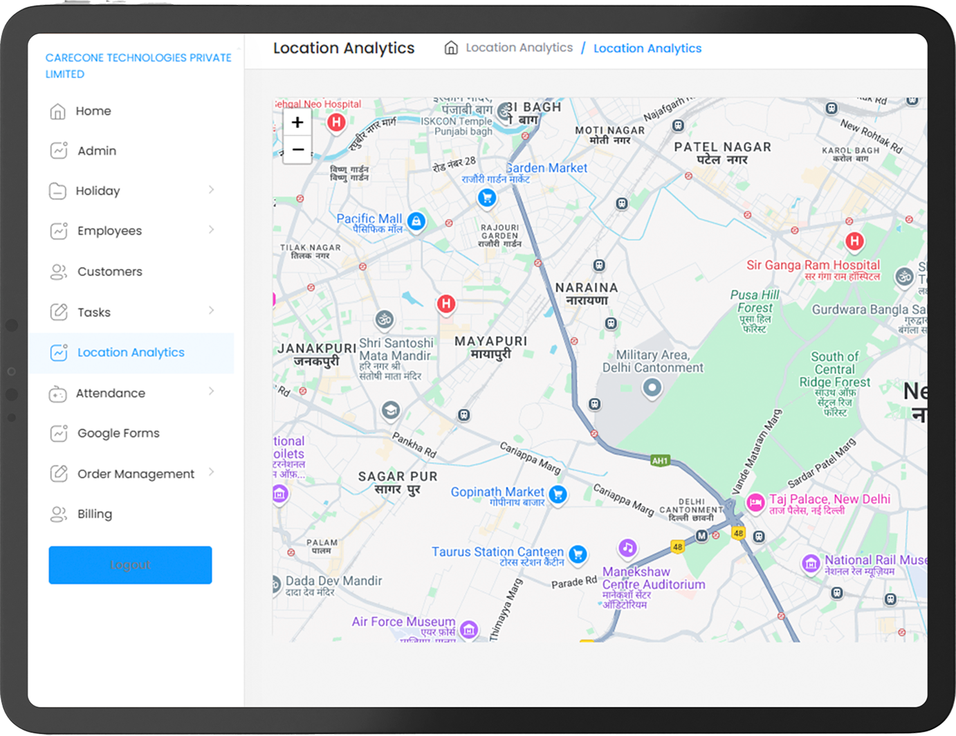 Reptile Tracko live employee tracking map